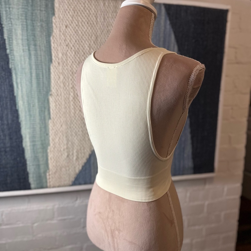 Princess Polly Creamy Ivory Ribbed Low Side Bralette/Tank Top - Picture 6 of 9